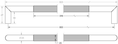 Three One Six Linear Pull Handles 800x25mm Bolt Through Black - Image 2