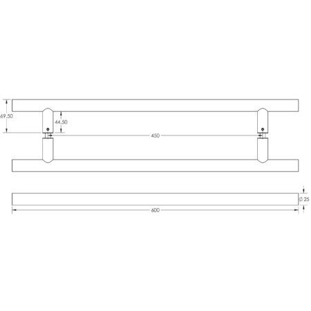 Nero Guardsman Pull Handles 600x25mm Back to Back Matt Black - Image 2
