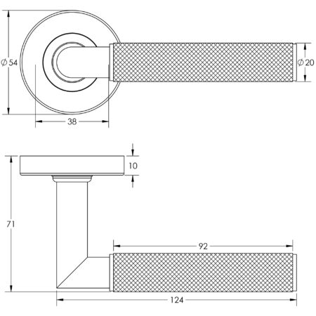 Nero Mitred Knurled Black Door Handle - Image 2