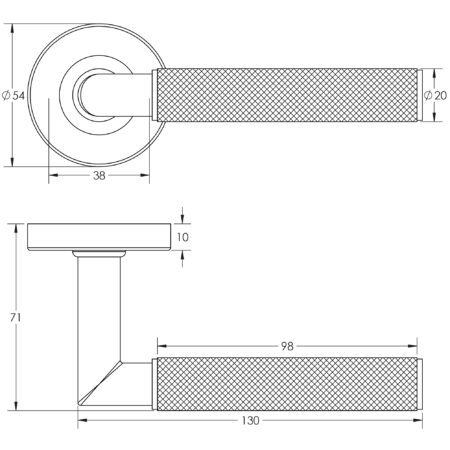 Three One Six Diamond Knurled Door Handle Black - Image 2