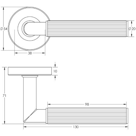 Three One Six Linear Knurled Door Handle Black - Image 2