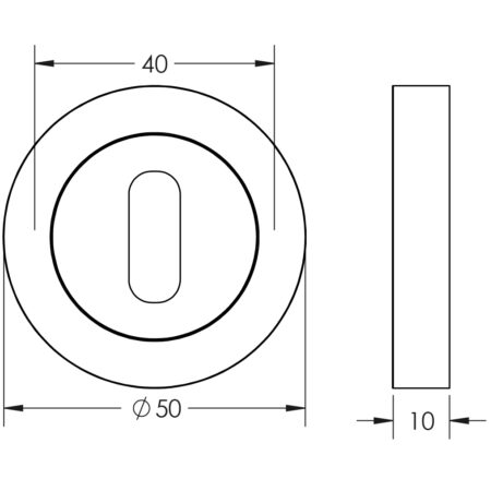 Nero Matt Black Standard Keyway Escutcheon 50mm Black - Image 2