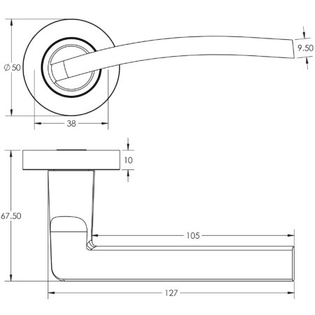 Nero Noir Lever Black Door Handle - Image 2