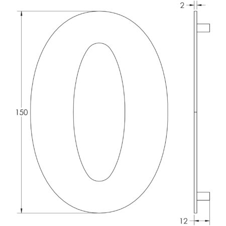 150mm Numerals SSS Finish 150mm Satin Stainless Steel No. 1 - Image 2