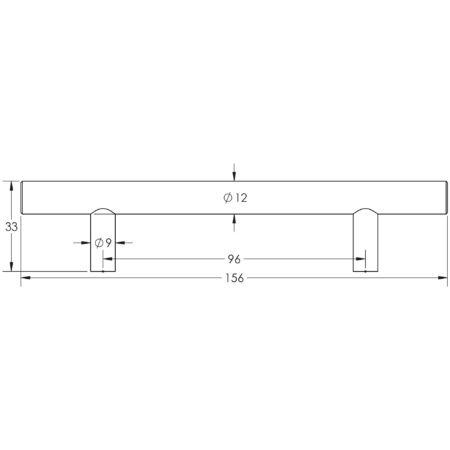 Stainless Steel T Bar Cabinet Handles 156x12mm Satin Stainless Steel - Image 2