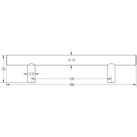 Stainless Steel T Bar Cabinet Handles 188x12mm Satin Stainless Steel - Image 2
