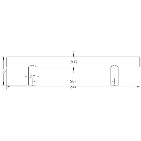 Stainless Steel T Bar Cabinet Handles 344x12mm Satin Stainless Steel - Image 2