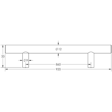 Stainless Steel T Bar Cabinet Handles 920x12mm Satin Stainless Steel - Image 2