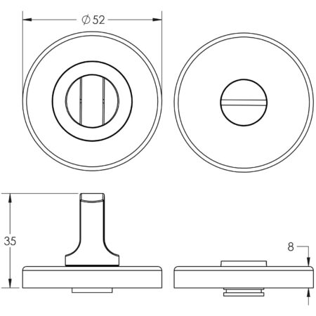 Stainless Steel Standard Turns & Releases without Indicator Grade 201 52x8mm Satin Stainless Steel - Image 2