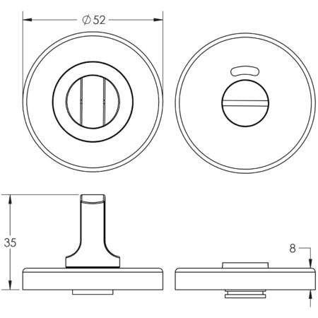 Stainless Steel Standard Turns & Releases with Indicator 52x8mm Grade 304 Satin Stainless Steel - Image 2