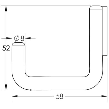 Frelan Single Robe Hook 55mm Satin Stainless Steel - 58mm - Image 2