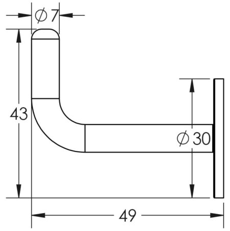 Single Robe Hook 48mm Satin Stainless Steel - Image 2