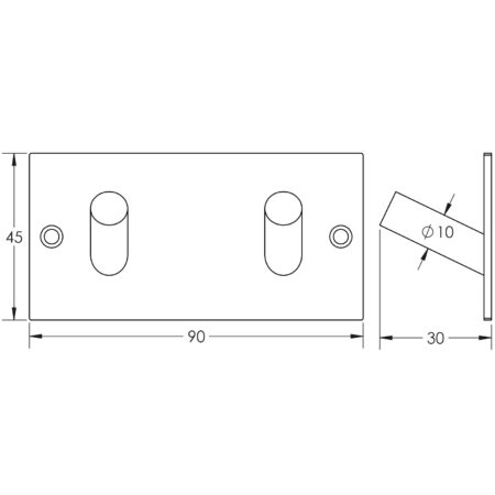 Double Robe Hook 94x46mm Satin Stainless Steel - Image 2