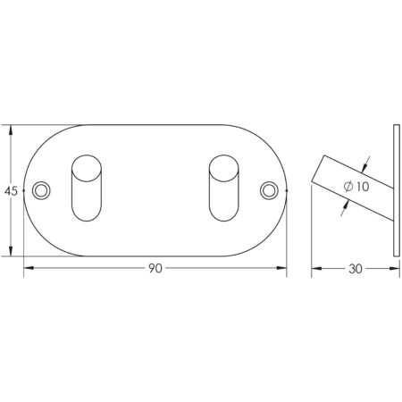 Double Robe Hook 90x45mm Satin Stainless Steel - Image 2