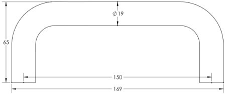 Stainless Steel 19mm D Shape Pull Handles Grade 304 B/T Fixing 150x19mm Satin Stainless Steel - Image 2