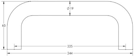 Stainless Steel 19mm D Shape Pull handles Grade 304 B/T Fixing 225x19mm Satin Stainless Steel - Image 2