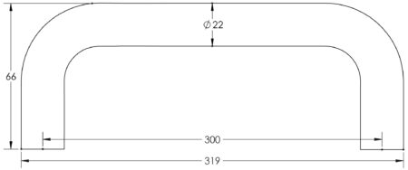 Stainless Steel 22mm D Shape Pull handles Grade 304 300x22mm Satin Stainless Steel - Image 2