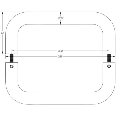 Stainless Steel 22mm D Shape Pull Handles B2B Fixing 300x22mm Satin Stainless Steel - Image 2