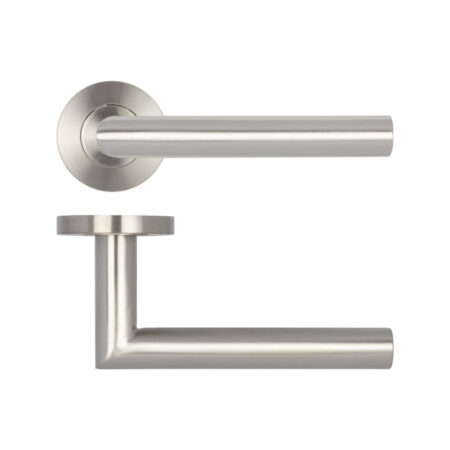 Frelan Julian Door Handle on Rose Grade 304 Satin Stainless Steel - Image 3