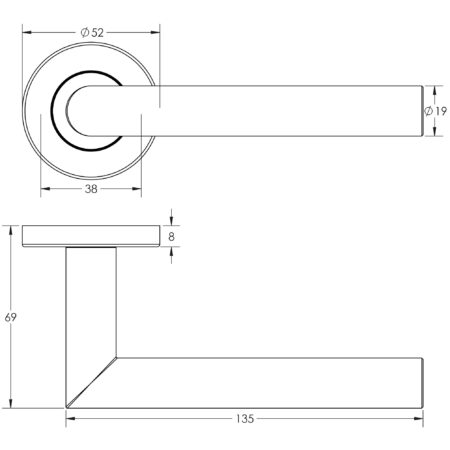 Frelan Julian Door Handle on Rose Grade 304 Satin Stainless Steel - Image 2