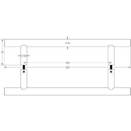Stainless Steel 25mm Guardsman Pull Handles B2B Fixing 600x25x450mm Satin Stainless Steel - Image 2