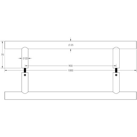 Stainless Steel 25mm Guardsman Pull Handles B2B Fixing 1000x25x900mm Satin Stainless Steel - Image 2