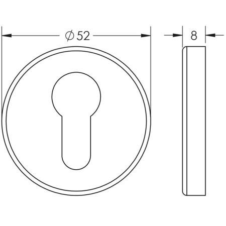 Stainless Steel Euro profile Escutcheons Grade 201 52x8mm Satin Stainless Steel - Image 2