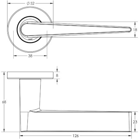 Meteor Door Handle on Rose Grade 304 Satin Stainless Steel - Image 2