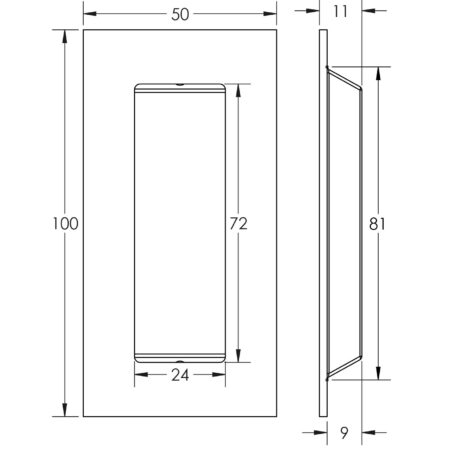 Frelan Stainless Steel Flush Pulls 100x50mm Satin Stainless Steel - 100 x 50mm - Image 2