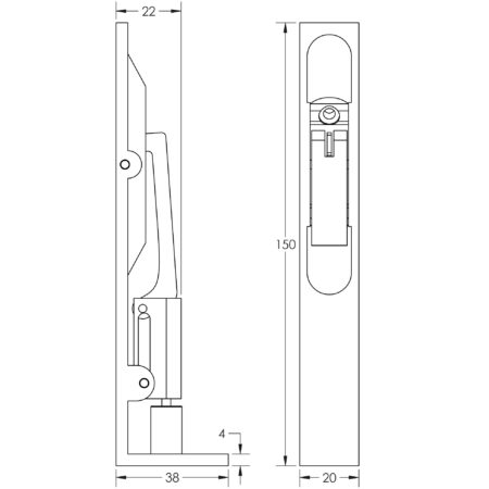 Frelan Stainless Steel Flush Bolts JSS50 Antique Brass 150mm x 20mm Square Forend - 150x20mm - Image 2