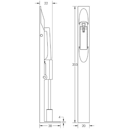 Lever Action Flushbolts Radiused Forend 203x20mm Antique Brass - Image 2