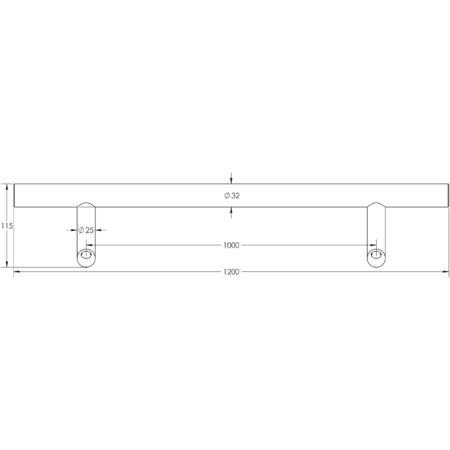 Stainless Steel Cranked Pull Handles 1200x32mm Satin Stainless Steel - Image 2