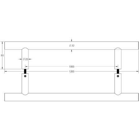 Stainless Steel 32mm Guardsman Pull Handles B2B Fixing 1200x32x1000mm Satin Stainless Steel - Image 2