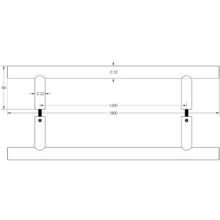 Stainless Steel 32mm Guardsman Pull Handles B2B Fixing 1800x32x1600mm Satin Stainless Steel - Image 2