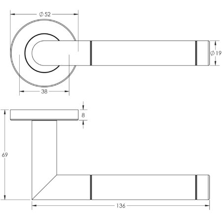Cambrio Door Handle on Rose Grade 304 Satin & Polished Stainless Steel - Image 2