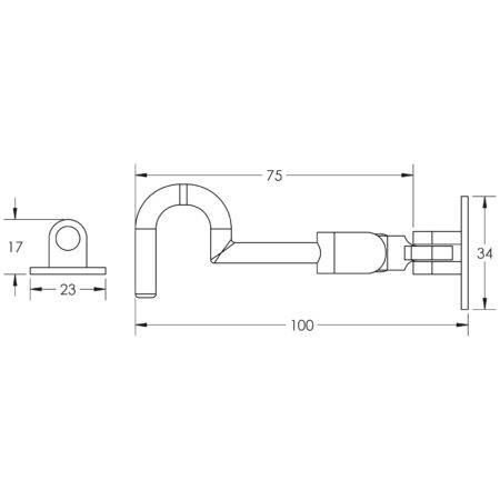 Jedo Brass Cabin Hooks 75mm Polished Brass - Image 2