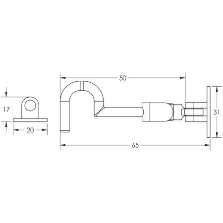 Jedo Brass Cabin Hooks 50mm Polished Brass - Image 2