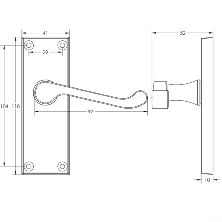 Victorian Scroll Door Handle on Privacy Plate Polished Chrome - Image 2