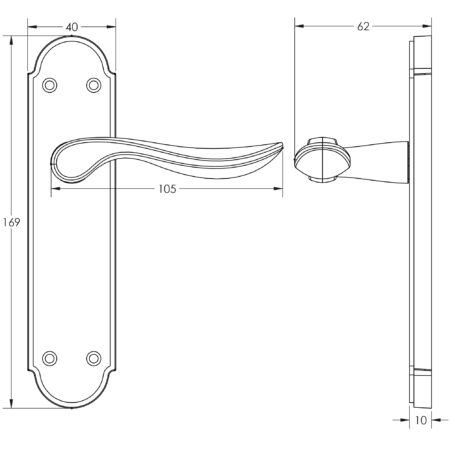 Henley Suite Door Handle on Latchplate Satin Chrome - Image 2