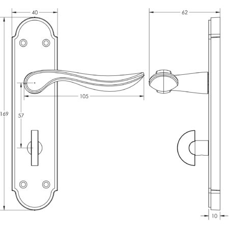 Henley Suite Door Handle on Bathroom Plate Satin Chrome - Image 2