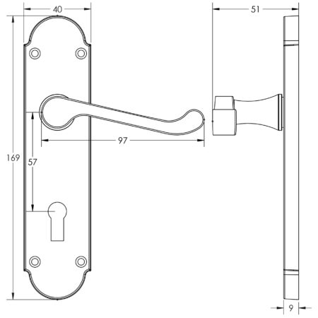 Epsom Suite Door Handle on Bathroom Plate Polished Chrome - Image 2
