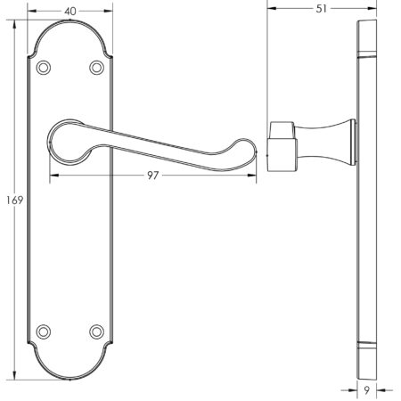 Epsom Suite Door Handle on Latchplate Polished Chrome - Image 2