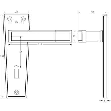 Deco Door Handle on Lockplate Satin Chrome - Image 2