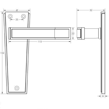 Deco Door Handle on Latchplate Satin Chrome - Image 2