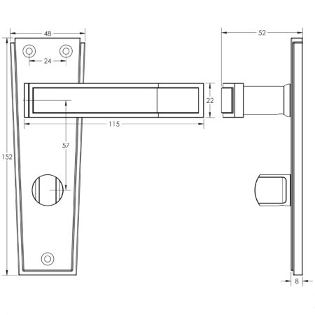 Deco Door Handle on Bathroom Plate Polished Chrome - Image 2