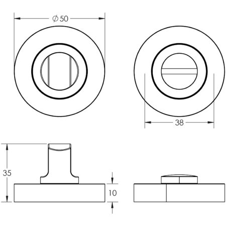 Jedo Designer Turns & Releases 50mm Round Rose no Indicator 50x10mm Satin Chrome - Image 2