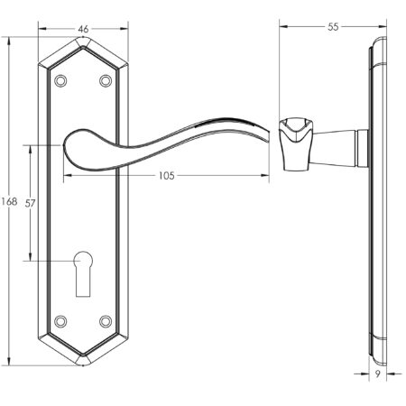 Paris Suite Door Handles on Lockplate PVD Brass - Image 2
