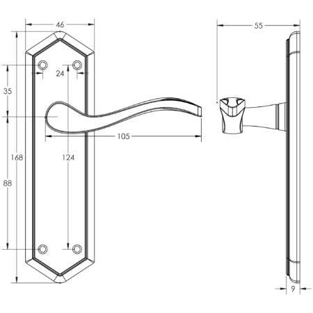 Paris Suite Door Handles on Latchplate Satin Chrome - Image 2
