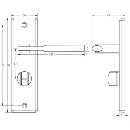 Delta Suite Door Handles on Bathrooom Plate Polished Chrome - Image 2