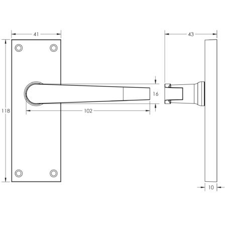 Victorian Straight Door Handle on Short Latchset Plate Satin Chrome - Image 2